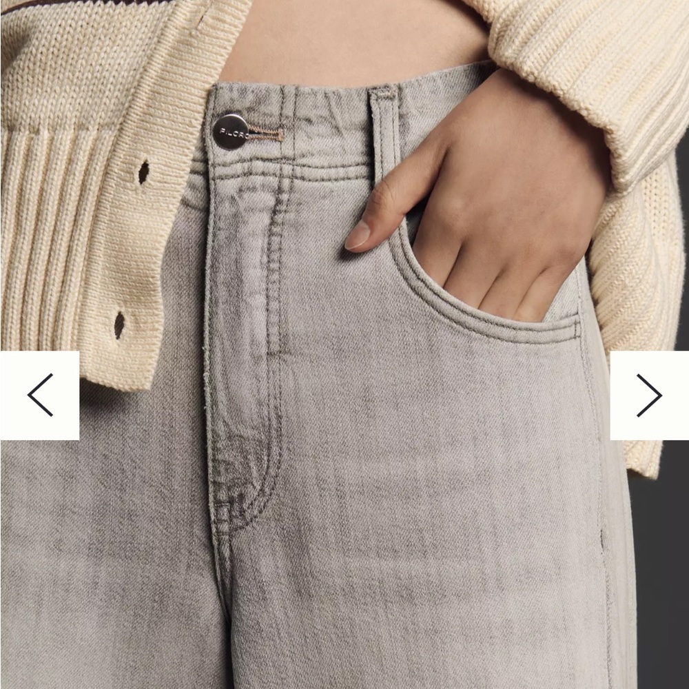 Pilcro Wide-Leg Jeans in Light Gray